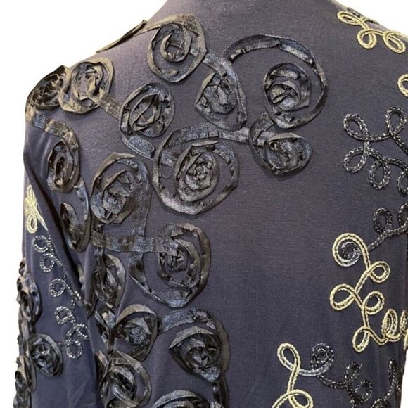 Lauren Michelle Tunic Navy and Silver Embossed Size Medium - Picture 6 of 10